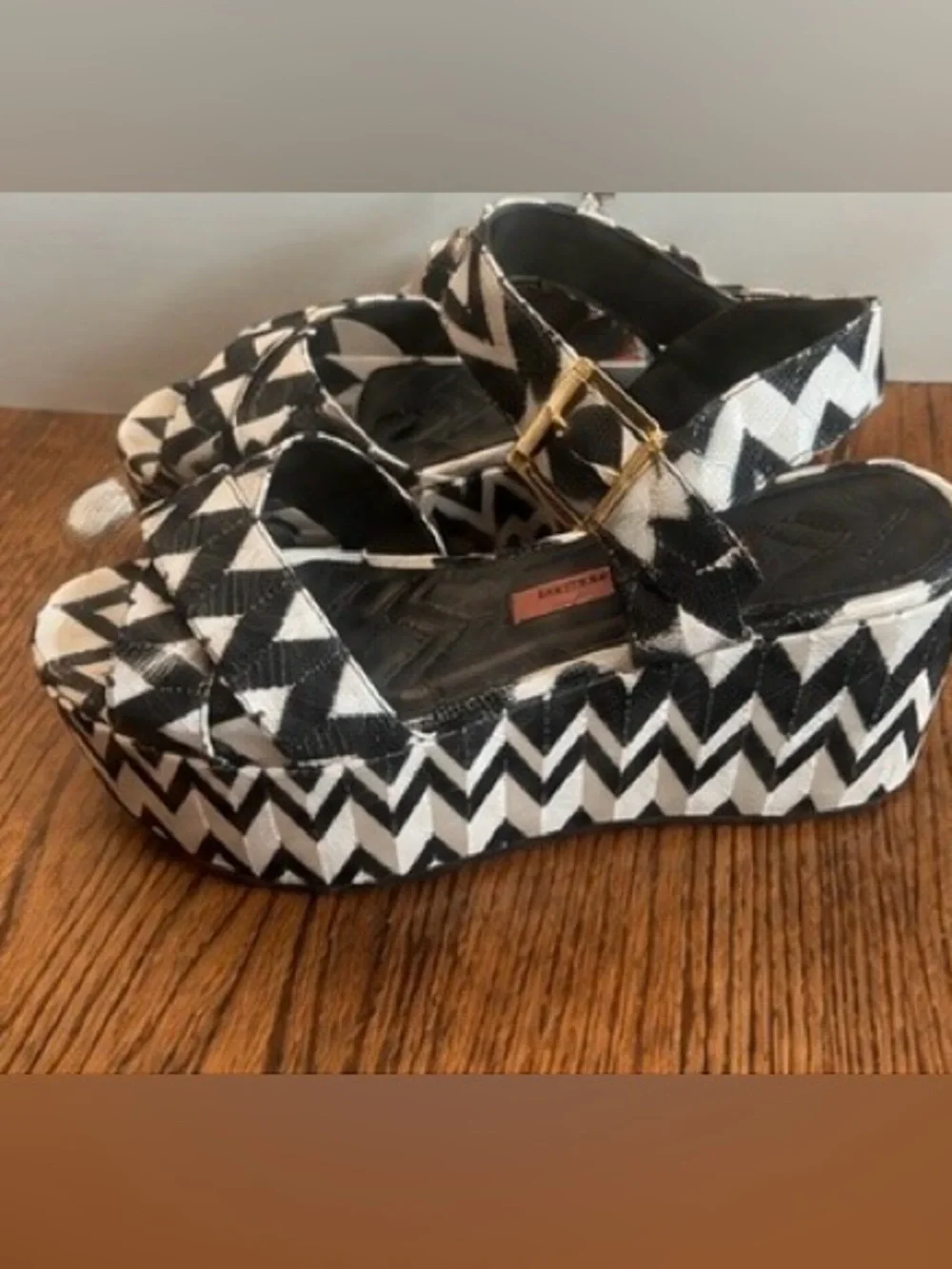 Missoni Black & White Chevron Platform Wedge Sandals Size 41